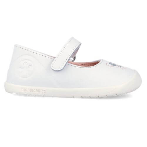 Balerini copii fete din piele Biomecanics, Alb – 262155-C050