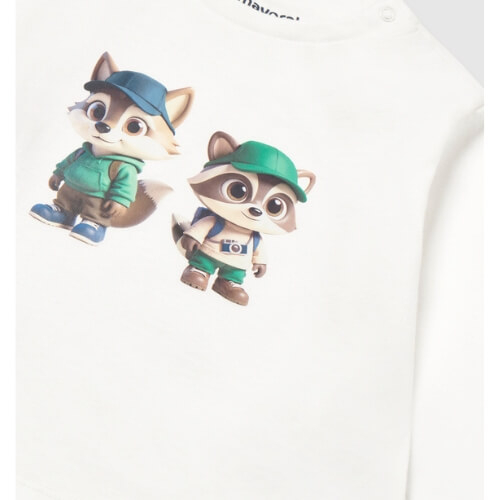 Bluza cu desen pentru baieti Mayoral, Alb 2013-010