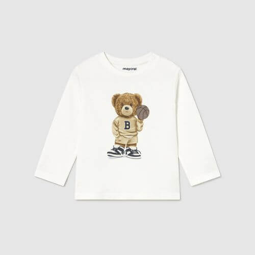 Bluza cu maneca lunga pentru baieti Mayoral, Alb – 2058-082