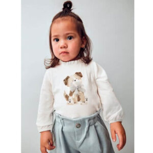 Bluza cu maneca lunga pentru fete Mayoral, Alb – 2075-077