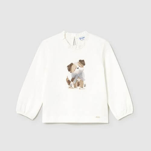 Bluza cu maneca lunga pentru fete Mayoral, Alb – 2075-077