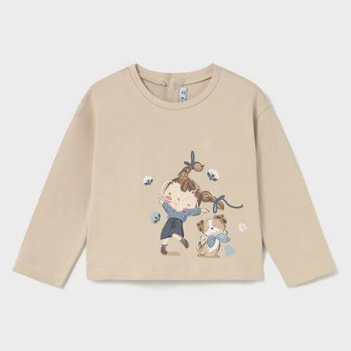 Bluza cu maneca lunga pentru fete Mayoral, Crem – 2082-091