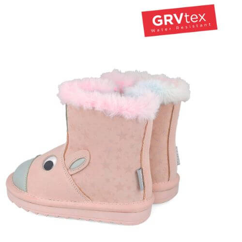 Cizme copii fete din material sintetic imblanite Garvalin, Roz – 251556-A032