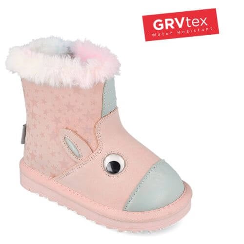 Cizme copii fete din material sintetic imblanite Garvalin, Roz – 251556-A032