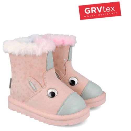 Cizme copii fete din material sintetic imblanite Garvalin, Roz – 251556-A032