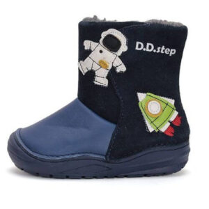 Cizme copii baieti din piele imblanite DD Step,Albastru – W071-42496
