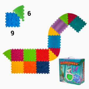 Covoras ortopedic pentru masaj Ortek Dinozauri Puzzle-uri 9 elemente + 6 triunghiuri