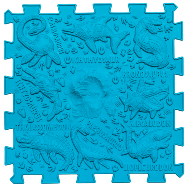 Covoras ortopedic pentru masaj Ortek Dinozauri Puzzle-uri 12 elemente + 8 triunghiuri