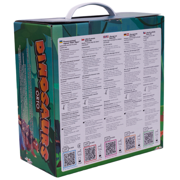 Covoras ortopedic pentru masaj Ortek Dinozauri Puzzle-uri 12 elemente + 8 triunghiuri