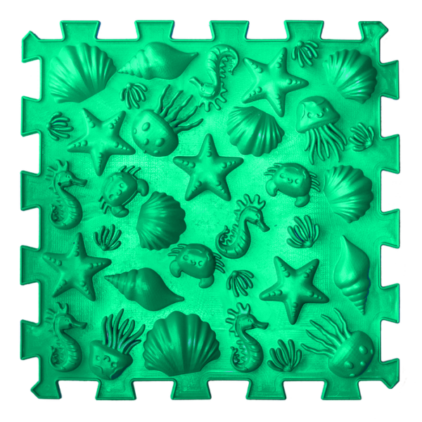 Covoras ortopedic pentru masaj Ortek Dinozauri Puzzle-uri 10 elemente + 6 triunghiuri