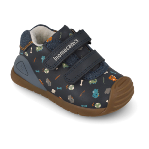 Ghete baieti din piele imblanite Biomecanics Biogateo Casual, Navy/Dinozauri – 261129-A183FB