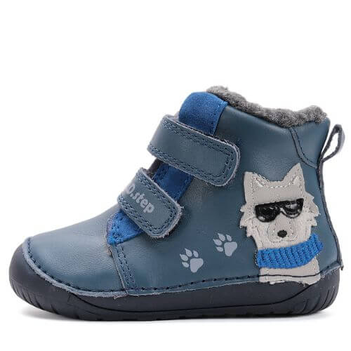 Ghete copii baieti Barefoot din piele imblanite DD Step, Albastru – W070-52893 Ghete copii baieti Barefoot din piele imblanite DD Step, Albastru – W070-52893