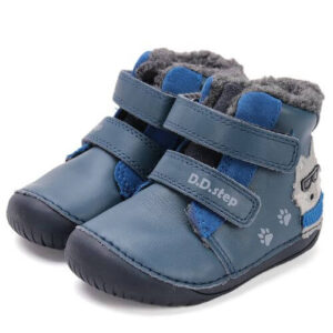 Ghete copii baieti Barefoot din piele imblanite DD Step, Albastru – W070-52893