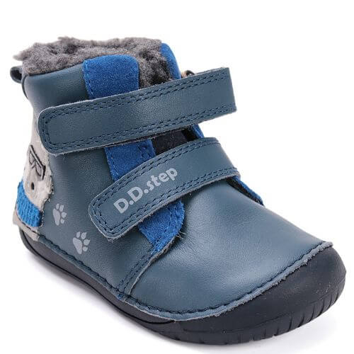 Ghete copii baieti Barefoot din piele imblanite DD Step, Albastru – W070-52893