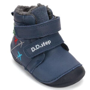 Ghete copii baieti din piele imblanite DD Step, Albastru – W015-52347A