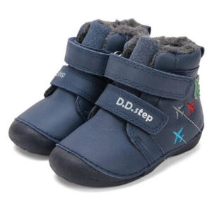 Ghete copii baieti din piele imblanite DD Step, Albastru – W015-52347A