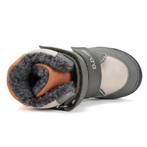 Ghete copii baieti din piele imblanite DD Step, Khaki – W040-52404A