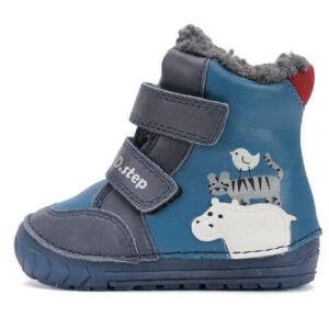 Ghete copii baieti din piele imblanite DD Step, Albastru -W029-52287