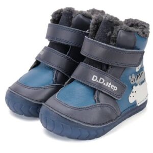 Ghete copii baieti din piele imblanite DD Step, Albastru -W029-52287