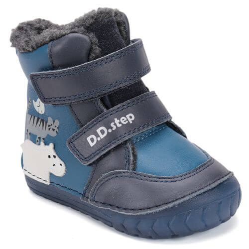 Ghete copii baieti din piele imblanite DD Step, Albastru -W029-52287