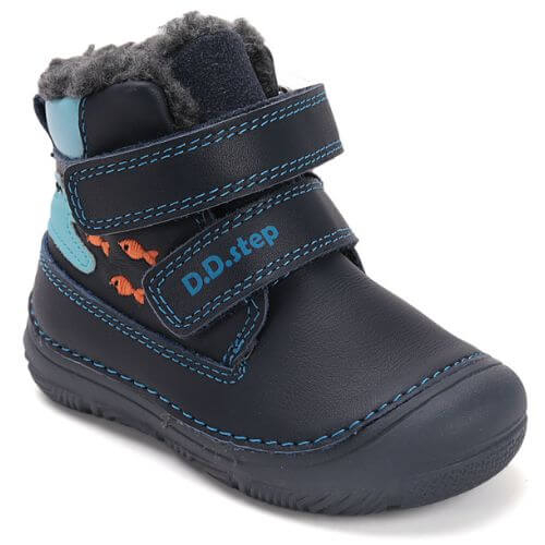 Ghete copii baieti din piele imblanite DD Step, Albastru – W082-52462A
