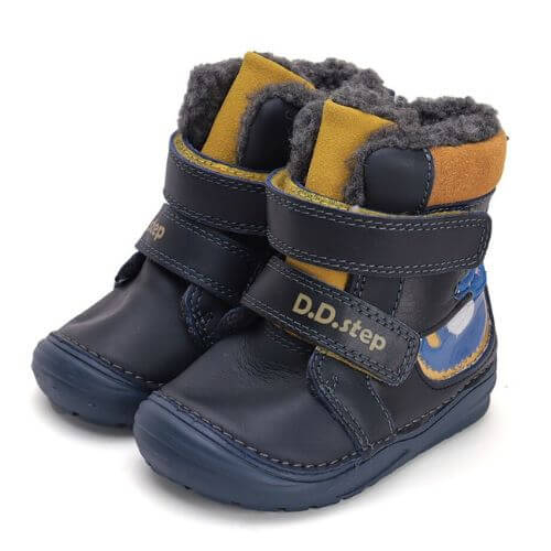 Ghete copii baieti din piele imblanite DD Step, Albastru – W071-42421