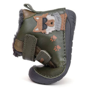 Ghete copii baieti Barefoot din piele imblanite DD Step, Verde – W070-52893A