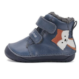 Ghete copii baieti Barefoot din piele imblanite DD Step, Albastru – W070-52301
