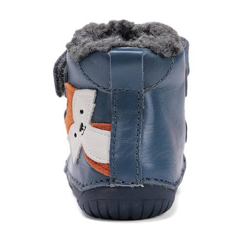 Ghete copii baieti Barefoot din piele imblanite DD Step, Albastru – W070-52301
