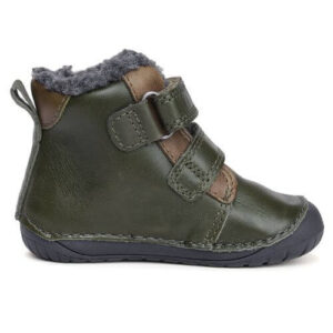 Ghete copii baieti Barefoot din piele imblanite DD Step, Verde – W070-52893A