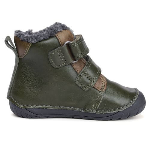 Ghete copii baieti Barefoot din piele imblanite DD Step, Verde – W070-52893A
