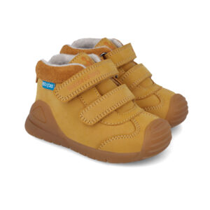 Ghete copii baieti din piele imblanite impermeabile, model inalt Biomecanics, Camel – 251134-C781FB