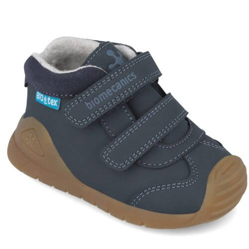 Ghete copii baieti din piele imblanite si impermeabile, model inalt Biomecanics, Albastru – 251134-A089FB