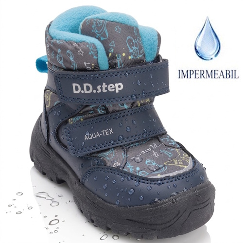 Ghete copii baieti impermeabile si imblanite DD Step, Albastru – P081-52299A Ghete copii baieti impermeabile si imblanite DD Step, Albastru – P081-52299A