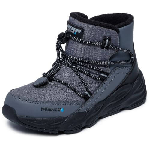 Ghete copii baieti Waterproof din material sintetic Skechers, Gri – 406385L_CCBK