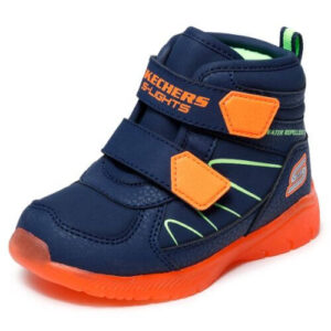 Ghete copii baieti Water Repellent cu LED din material sintetic Skechers, Albastru – 407613_NVOR