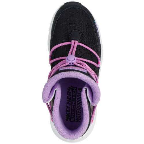 Ghete copii fete Waterproof din material sintetic Skechers, Negru – 303492_BKMT