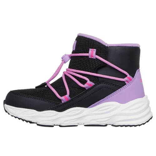 Ghete copii fete Waterproof din material sintetic Skechers, Negru – 303492_BKMT