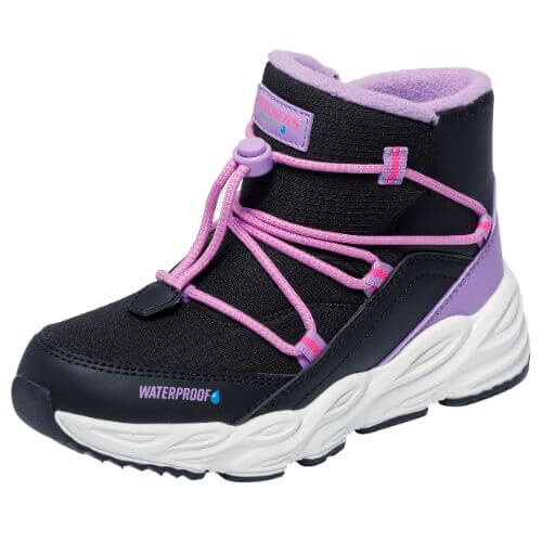 Ghete copii fete Waterproof din material sintetic Skechers, Negru – 303492_BKMT
