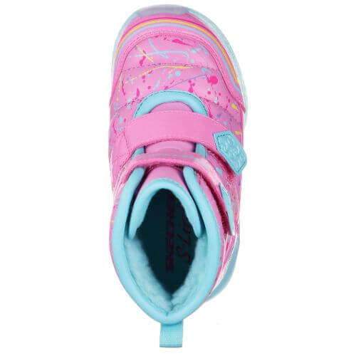 Ghete copii fete cu LED din material sintetic Skechers, Roz – 302653_PKMT