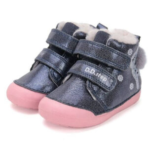 Ghete copii fete din piele imblanite DD Step, Albastru – W066-52733A
