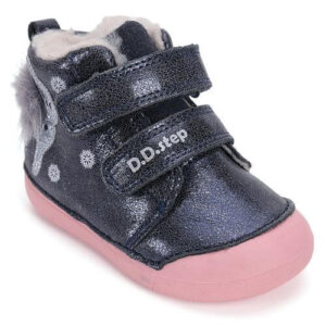 Ghete copii fete din piele imblanite DD Step, Albastru – W066-52733A