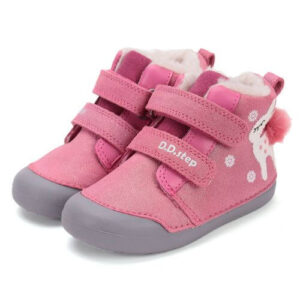 Ghete copii fete din piele imblanite DD Step, Roz – W066-52733B