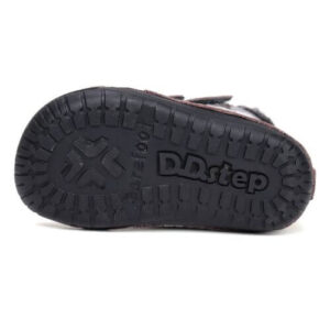 Ghete copii fete Barefoot din piele imblanite DD Step, Argintiu – W070-52214A
