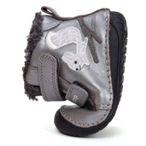 Ghete copii fete Barefoot din piele imblanite DD Step, Argintiu – W070-52214A