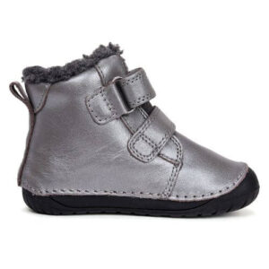 Ghete copii fete Barefoot din piele imblanite DD Step, Argintiu – W070-52214A