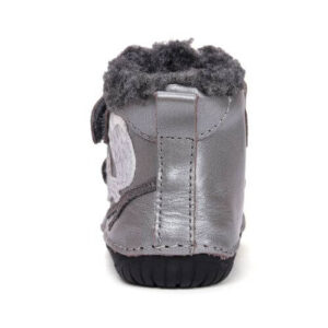 Ghete copii fete Barefoot din piele imblanite DD Step, Argintiu – W070-52214A
