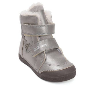 Ghete copii fete din piele imblanite DD Step, Argintiu W068-52320A