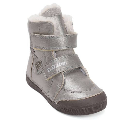 Ghete copii fete din piele imblanite DD Step, Argintiu W068-52320A