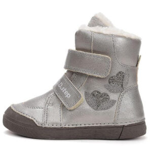 Ghete copii fete din piele imblanite DD Step, Argintiu W068-52320A